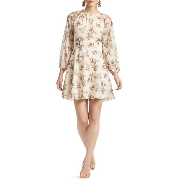 NWT SACHIN + BABI Bevvy Dress in Eggshell Venetia Petals Floral Chiffon Mini 10 - Picture 4 of 14